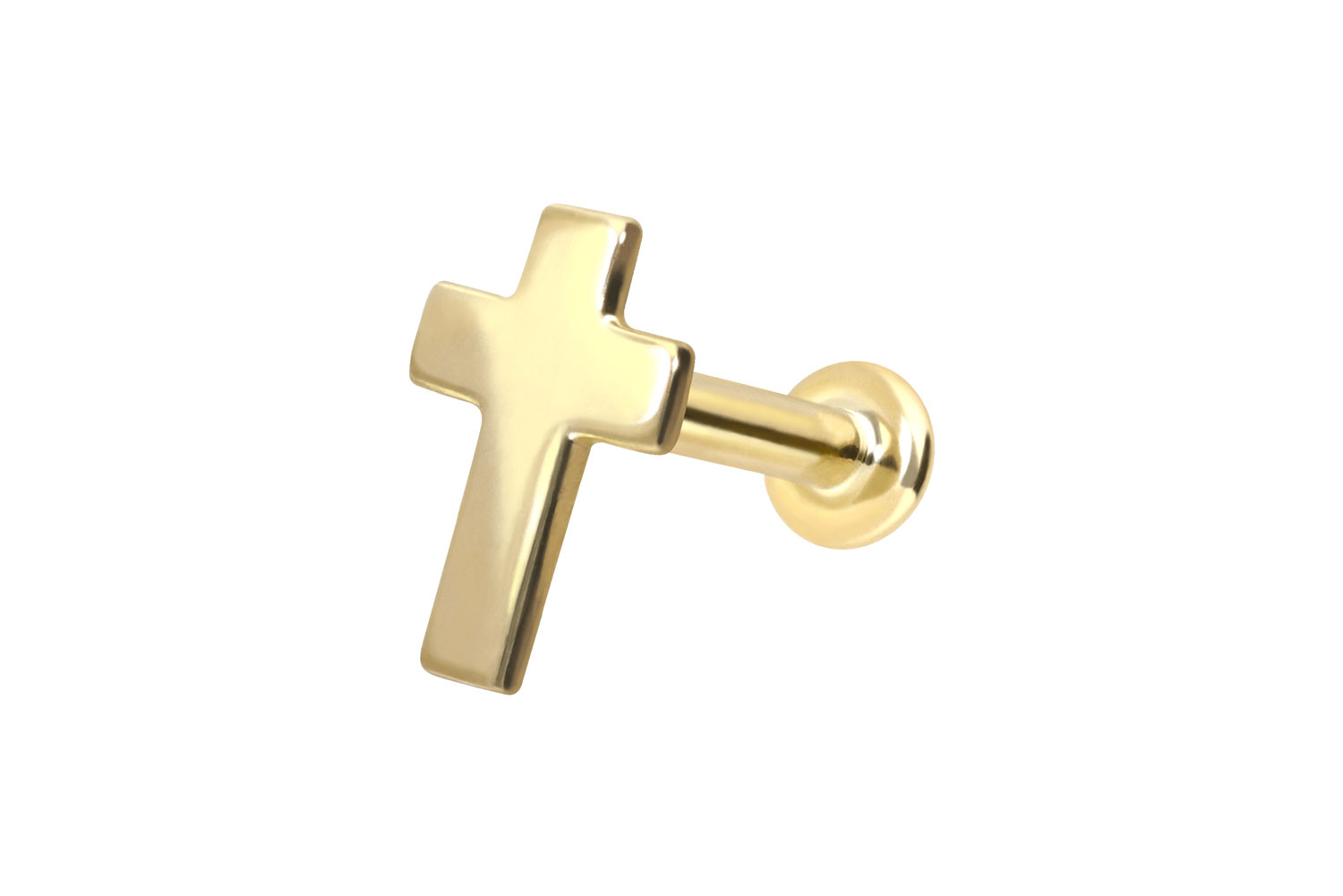 14 Karat Gold Labret Piercing mit Innengewinde KREUZ